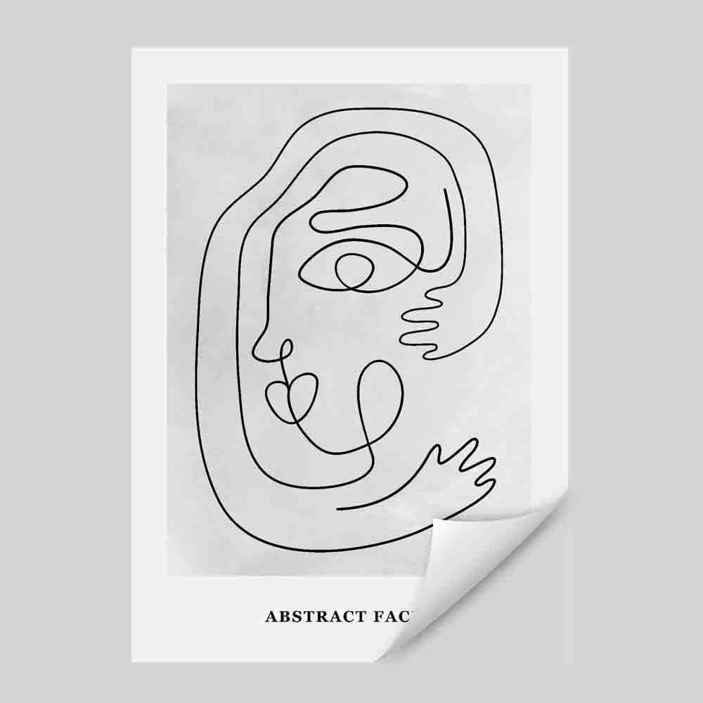 Grey Abstract Faces Wall Art Print 03