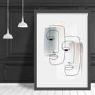 Abstract Watercolour Line Art Faces Wall Art Print 01