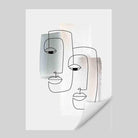 Abstract Watercolour Line Art Faces Wall Art Print 01