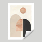 Geometric Line Art Black and Beige Wall Art Print 01