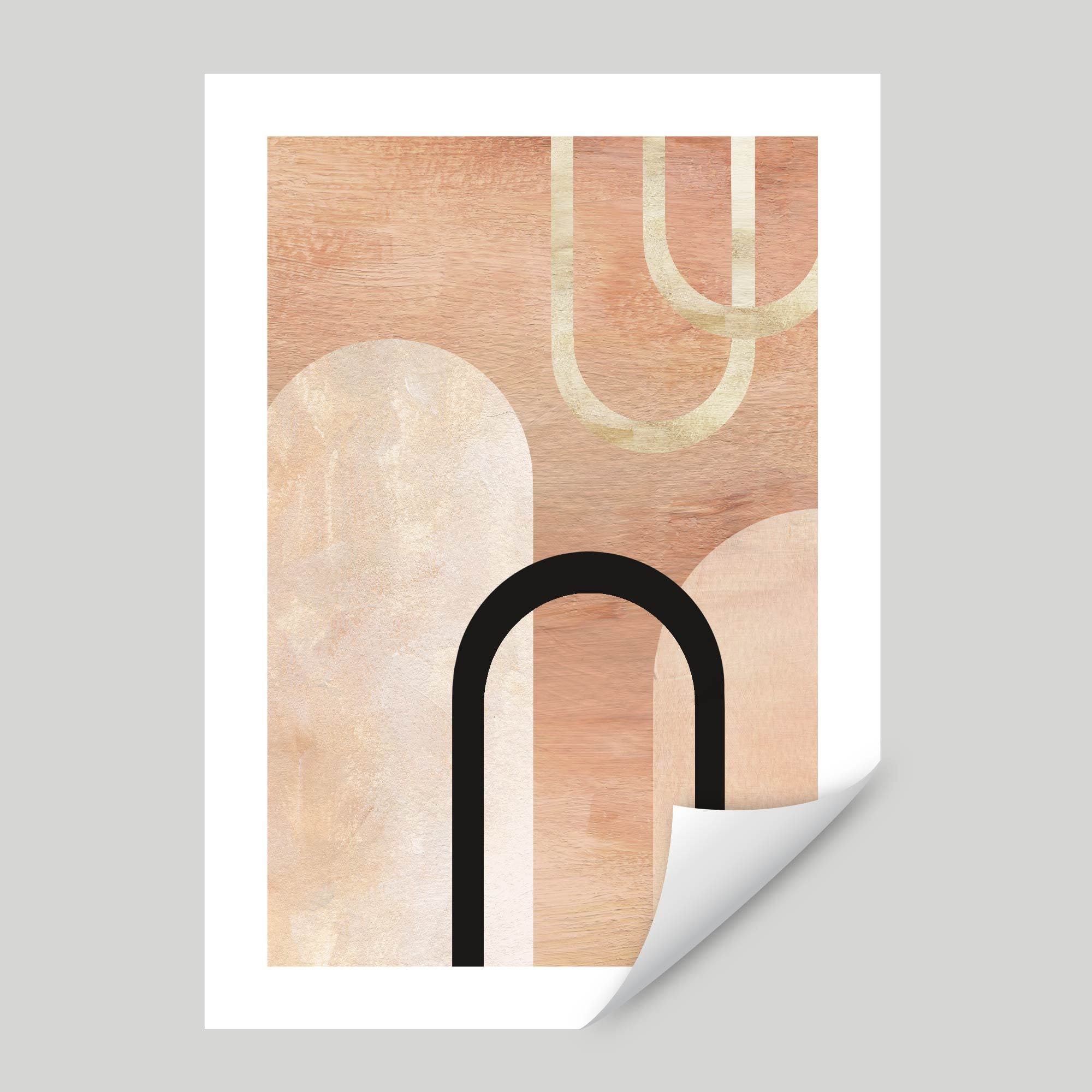 Geometric Line Art Black and Beige Wall Art Print 02