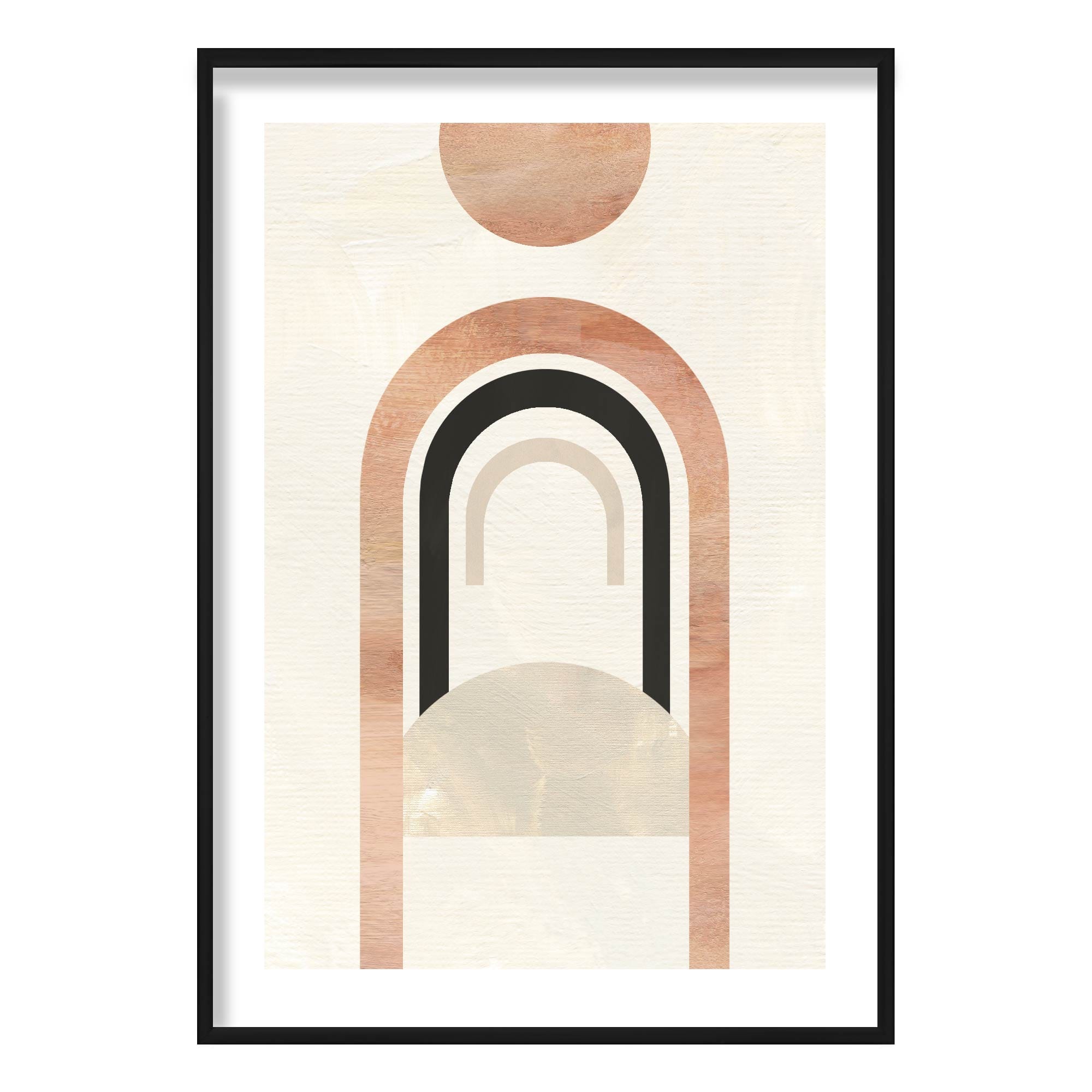 Geometric Line Art Black and Beige Wall Art Print 03