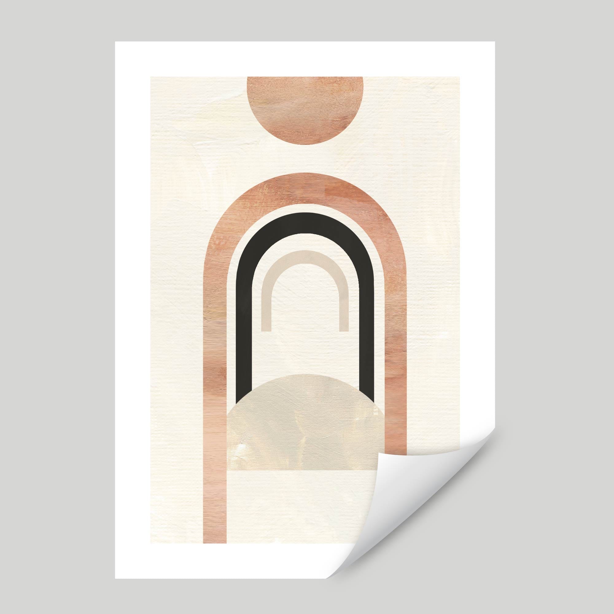 Geometric Line Art Black and Beige Wall Art Print 03