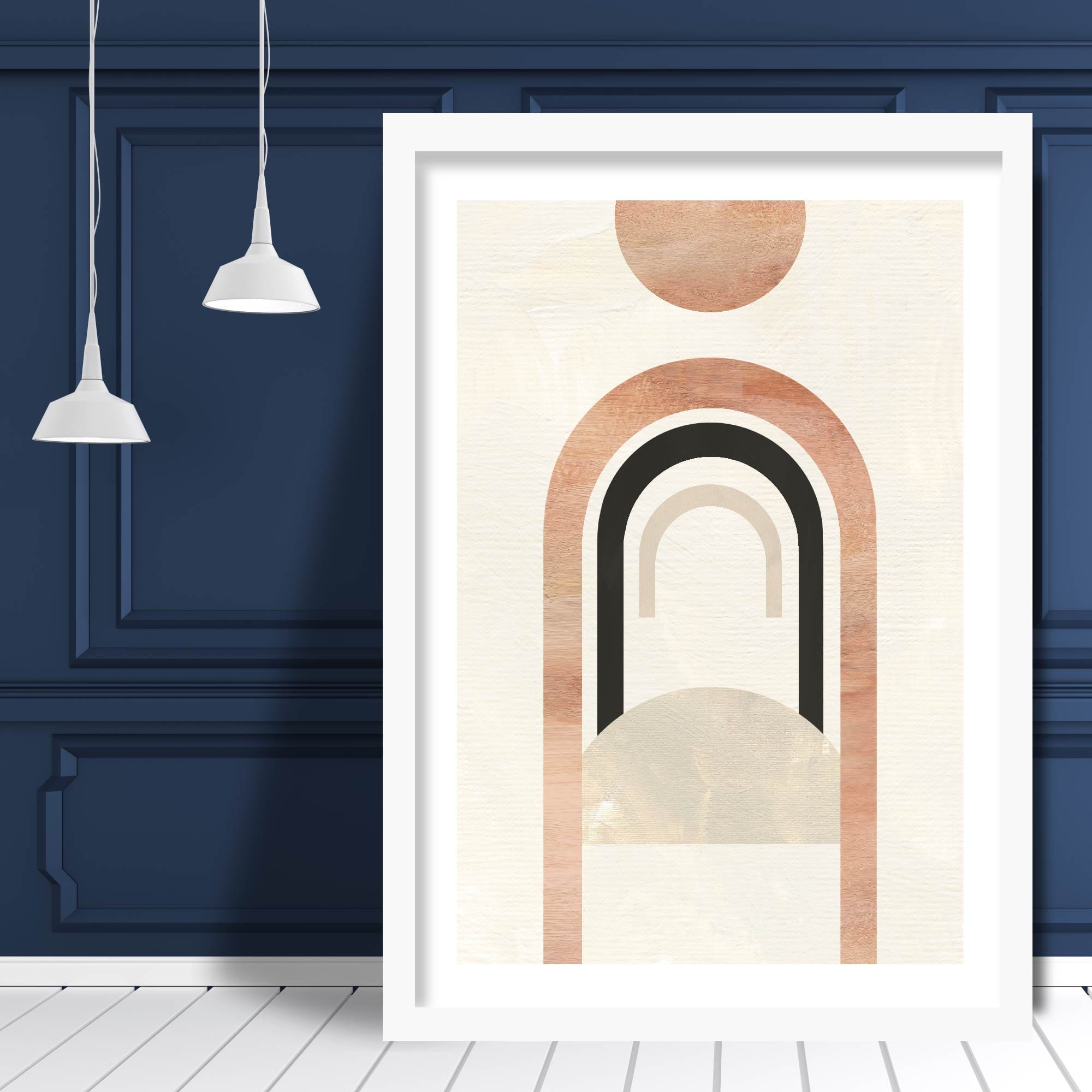 Geometric Line Art Black and Beige Wall Art Print 03
