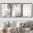 Beige and Grey Set of 3 Watercolour Shapes Wall Art