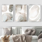 Beige and Grey Set of 3 Watercolour Shapes Wall Art