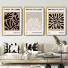 Set of 3 Matisse Style Cut Out Brown & Black Wall Art Prints