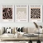Set of 3 Matisse Style Cut Out Brown & Black Wall Art Prints