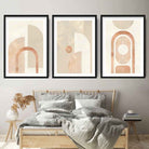 Geometric Line Art White and Beige 3 Piece Wall Art Prints