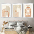 Geometric Line Art White and Beige 3 Piece Wall Art Prints