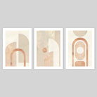 Geometric Line Art White and Beige 3 Piece Wall Art Prints