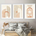 Geometric Line Art White and Beige 3 Piece Wall Art Prints