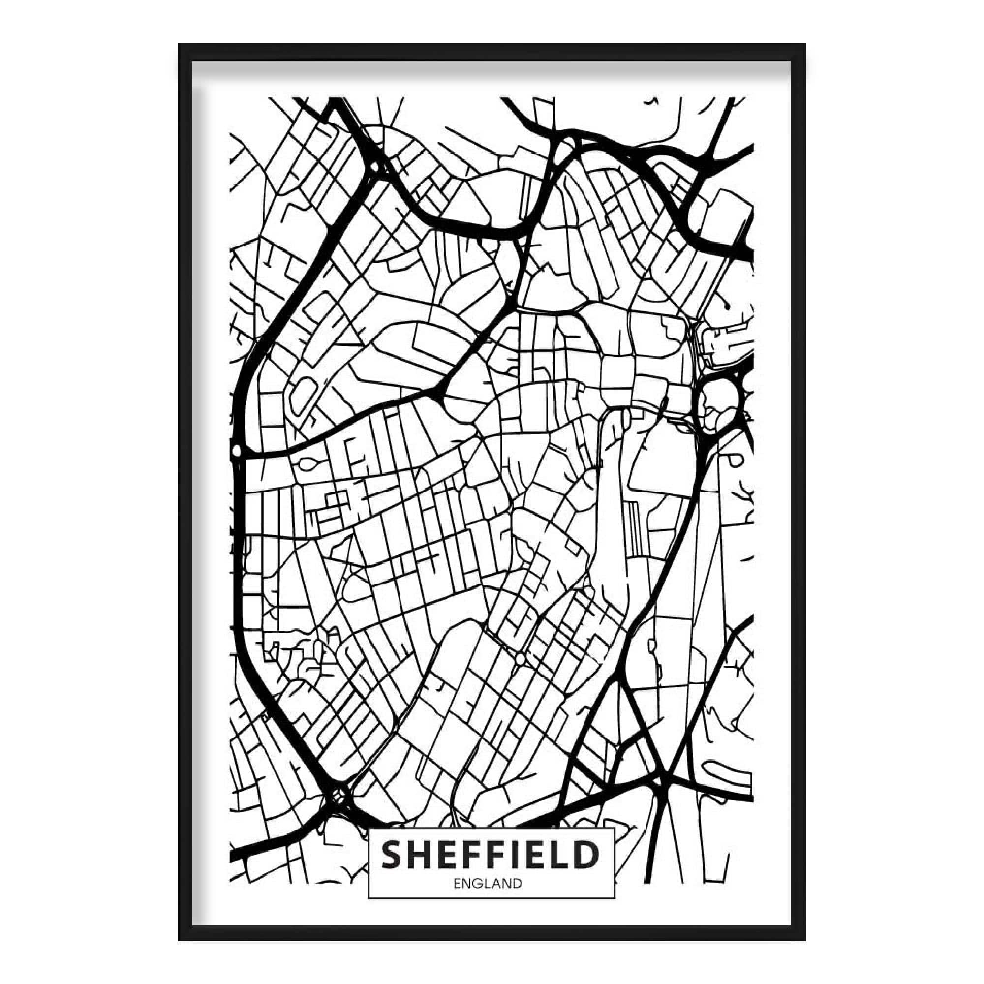 Sheffield City Street Map Print