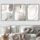 Beige and Grey Set of 3 Watercolour Shapes Wall Art