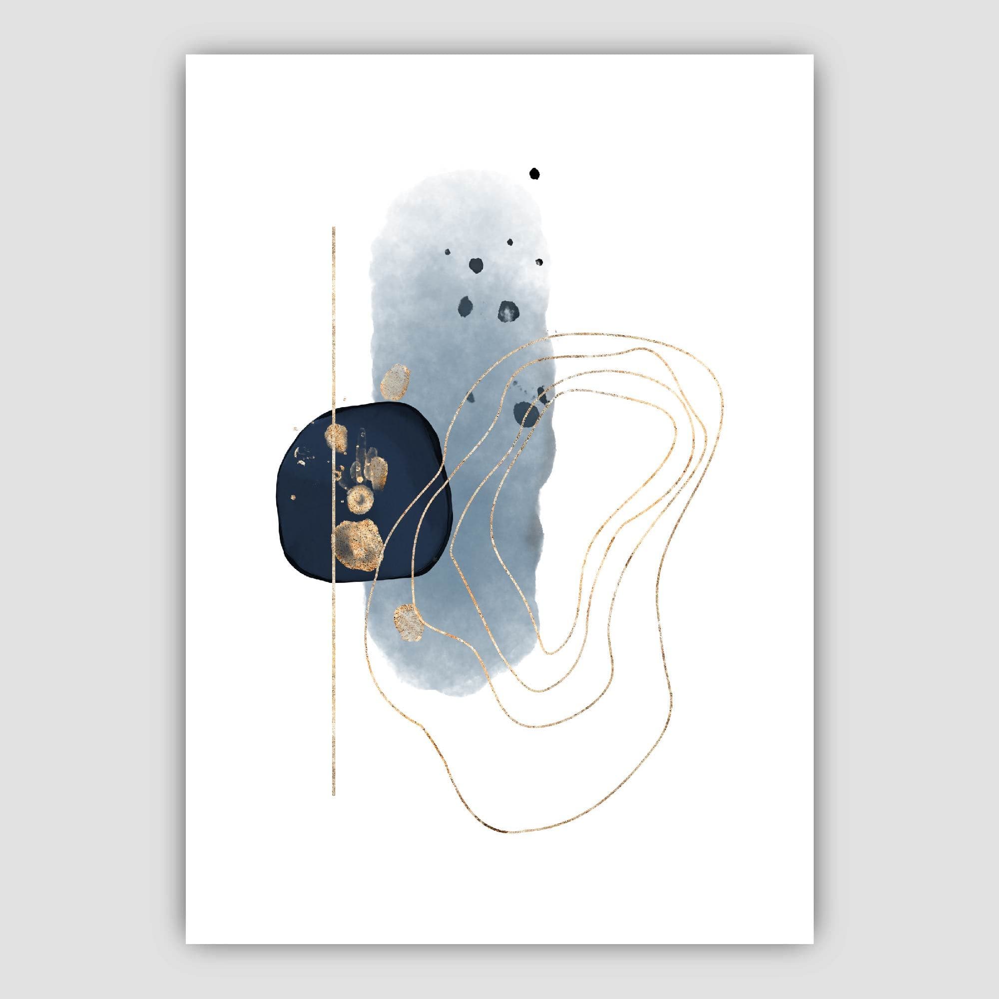 Abstract Winter Mood Blue Gold Art Prints
