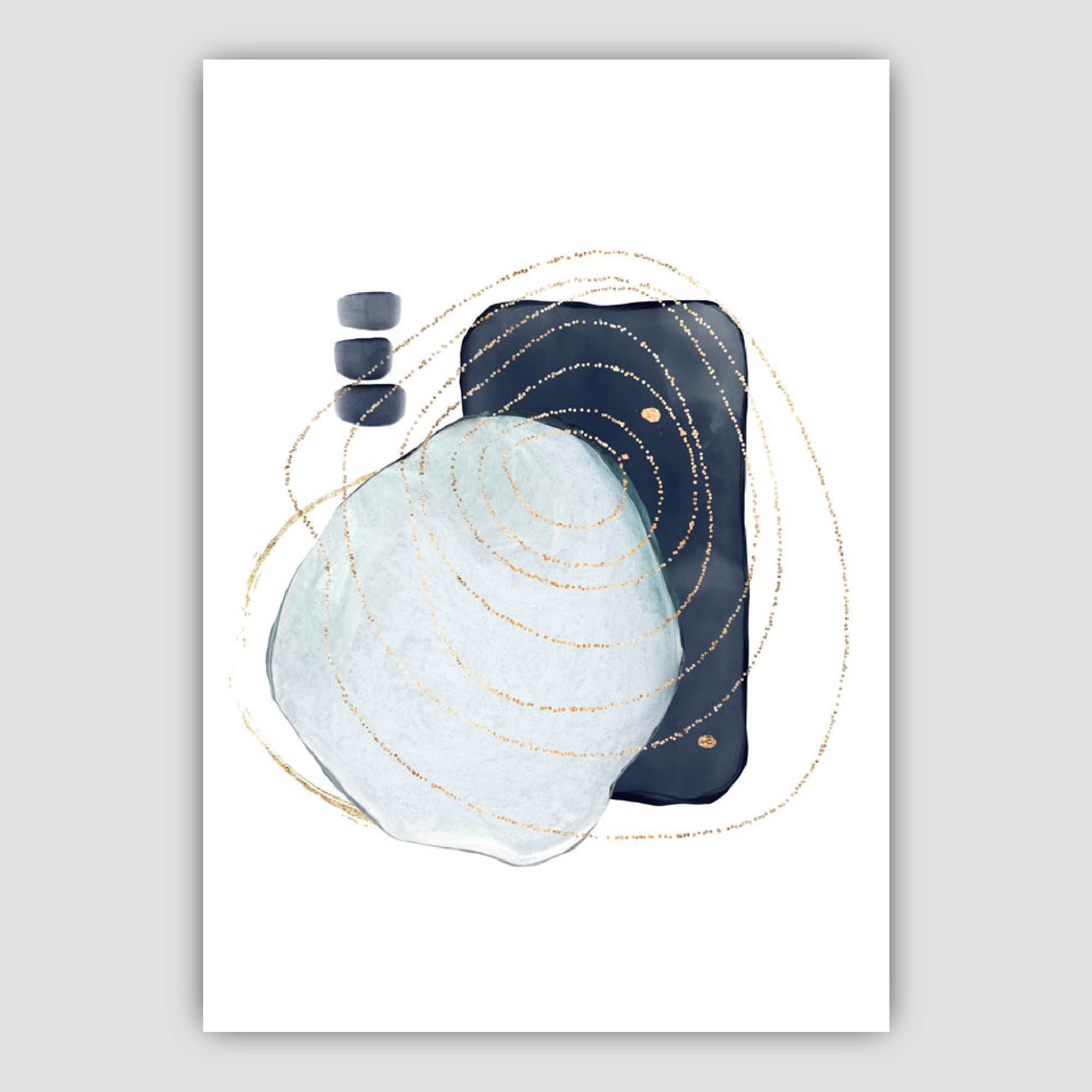 Abstract Winter Mood Blue Gold Art Prints