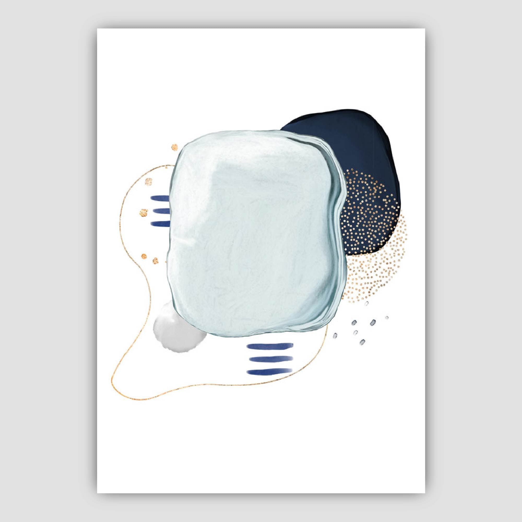 Abstract Winter Mood Blue Gold Art Prints