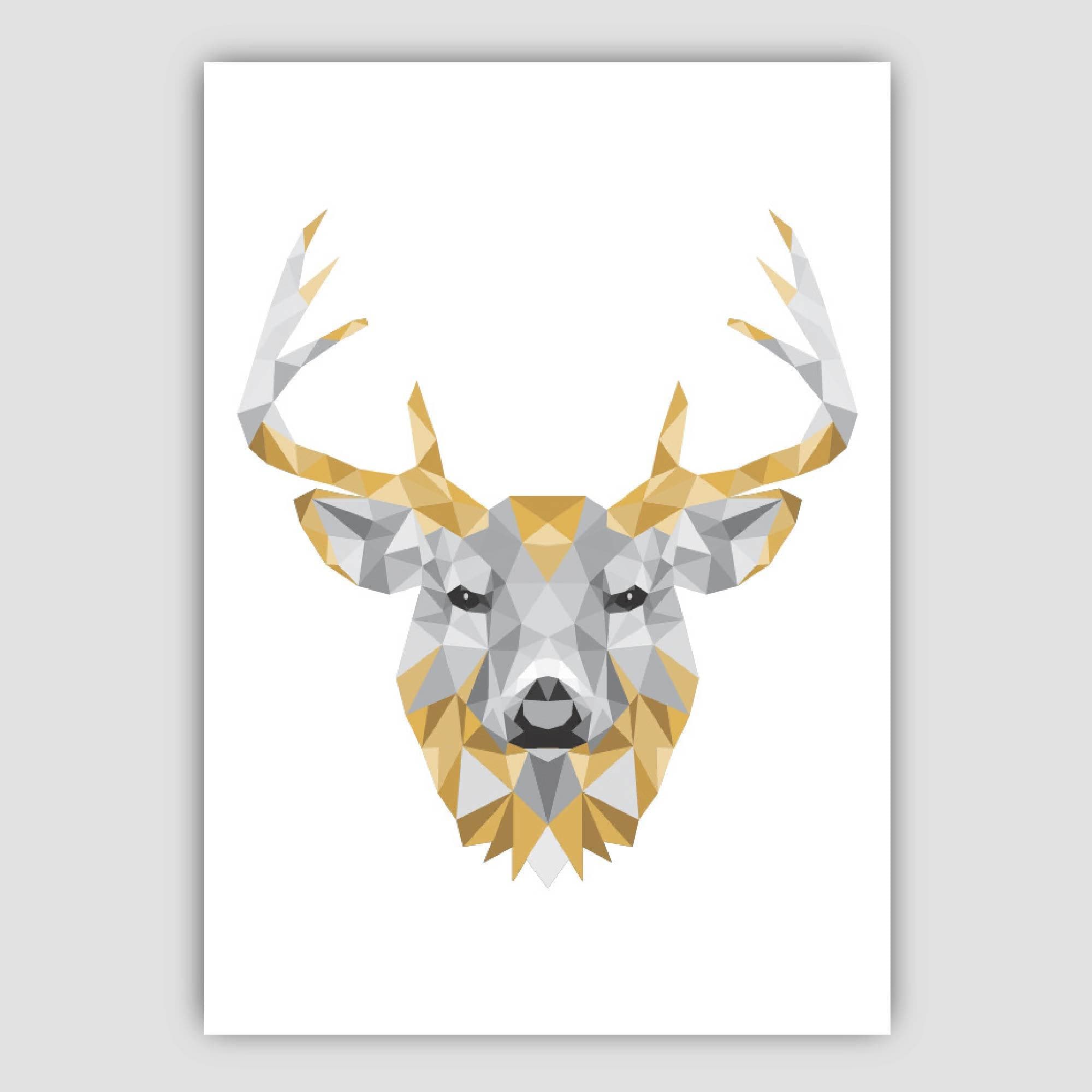 Set of 3 Art Prints Geometric Yellow STAG
