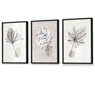 Flower Market Prints in Green, FRAMED Set of 3 with Flowers of London, Edinburgh, Dublin | Artze Wall Art UK