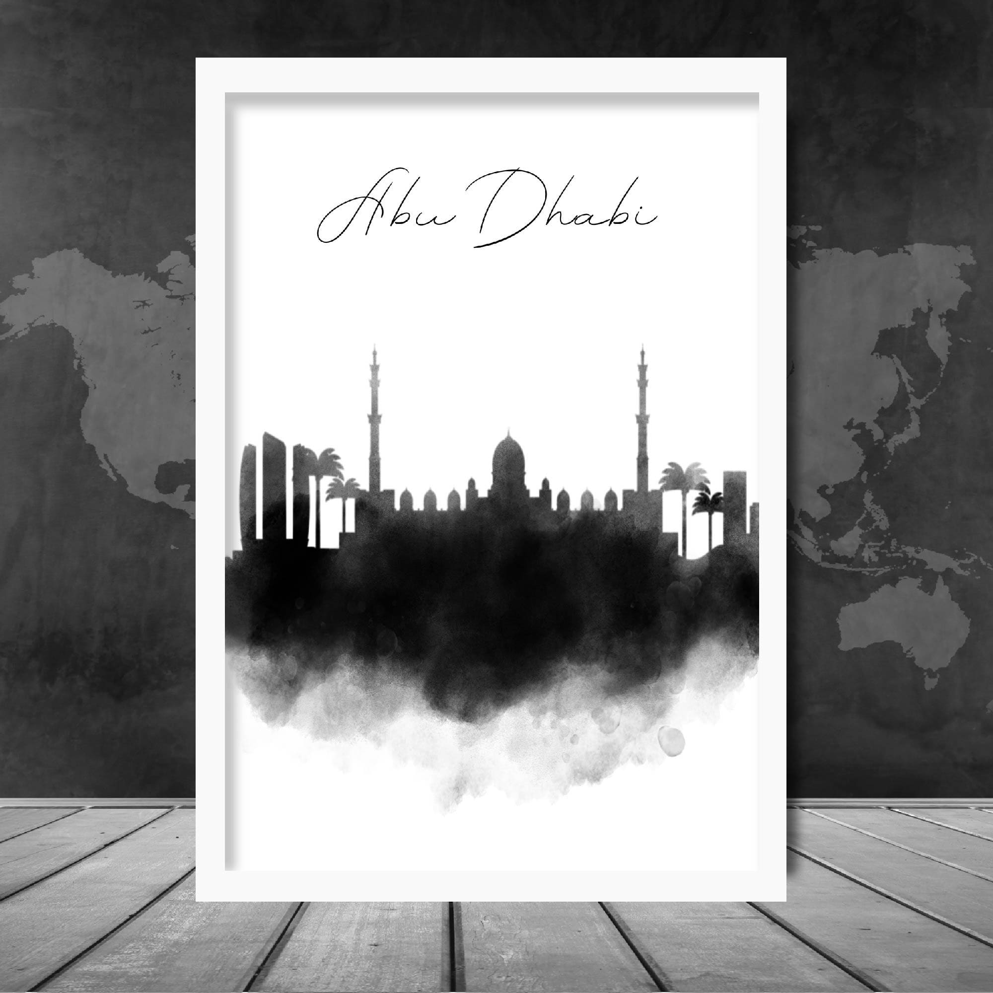 Abu Dhabi Watercolour Skyline Cityscape Print