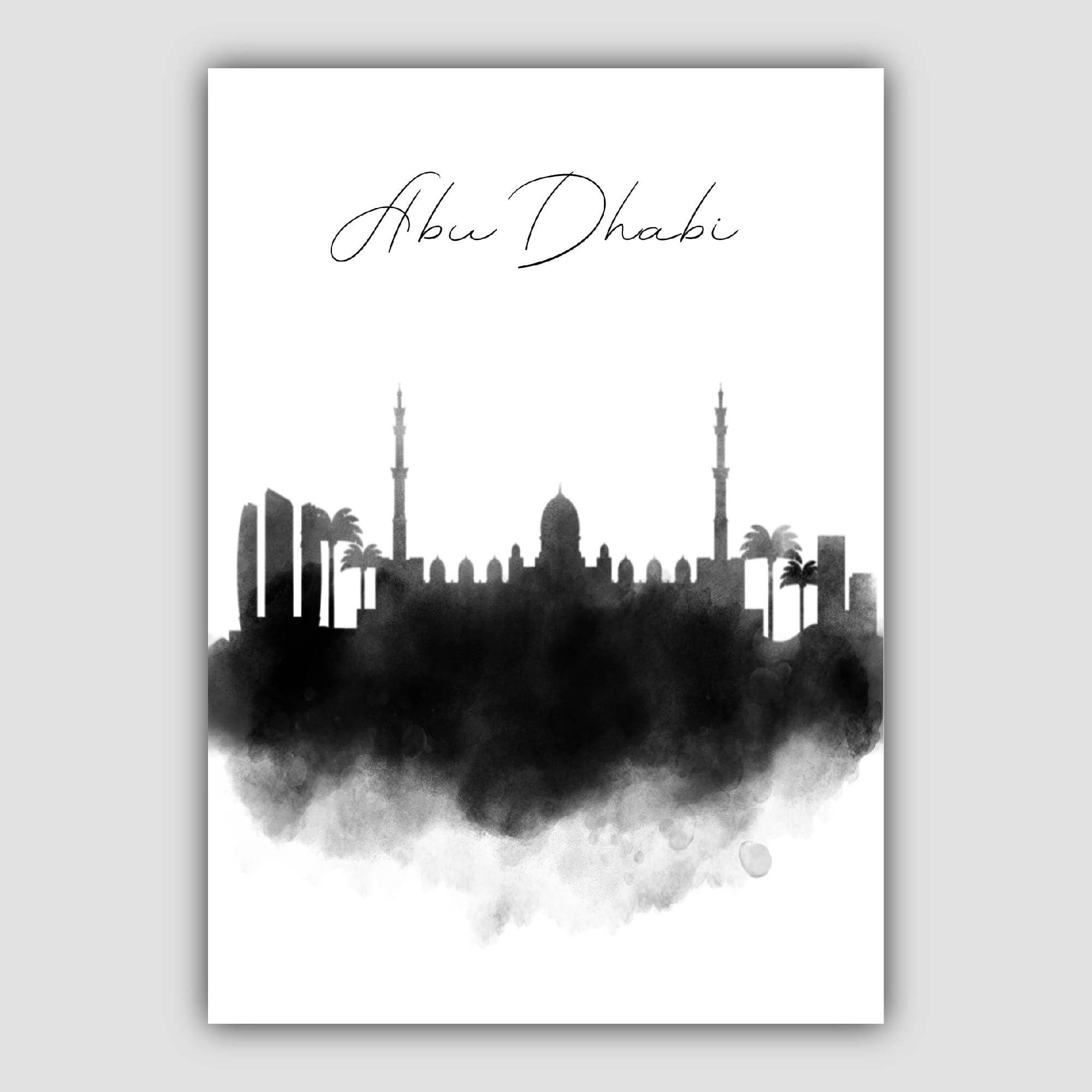 Abu Dhabi Watercolour Skyline Cityscape Print