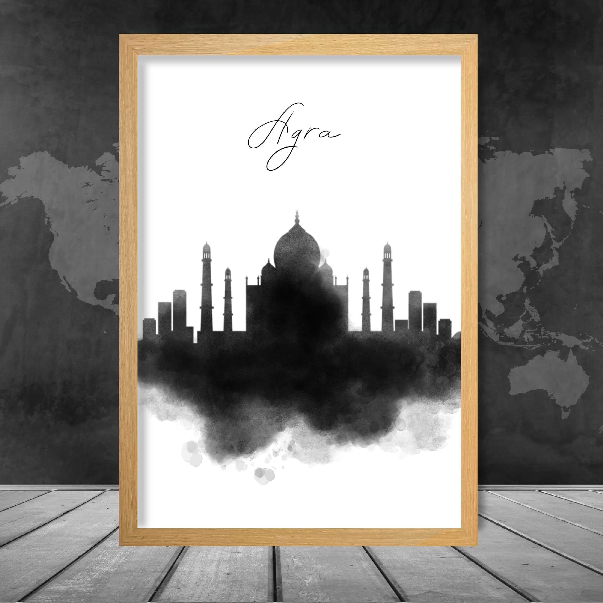 Agra Watercolour Skyline Cityscape Print