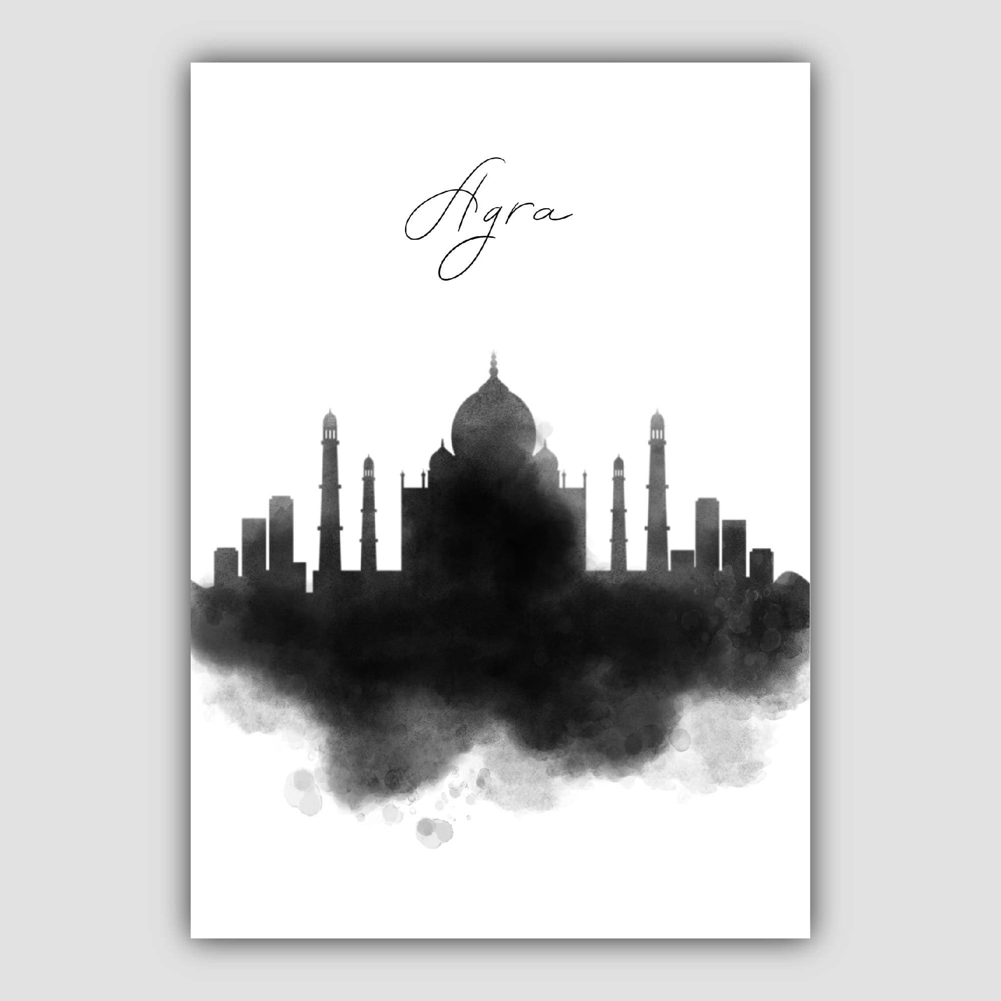 Agra Watercolour Skyline Cityscape Print