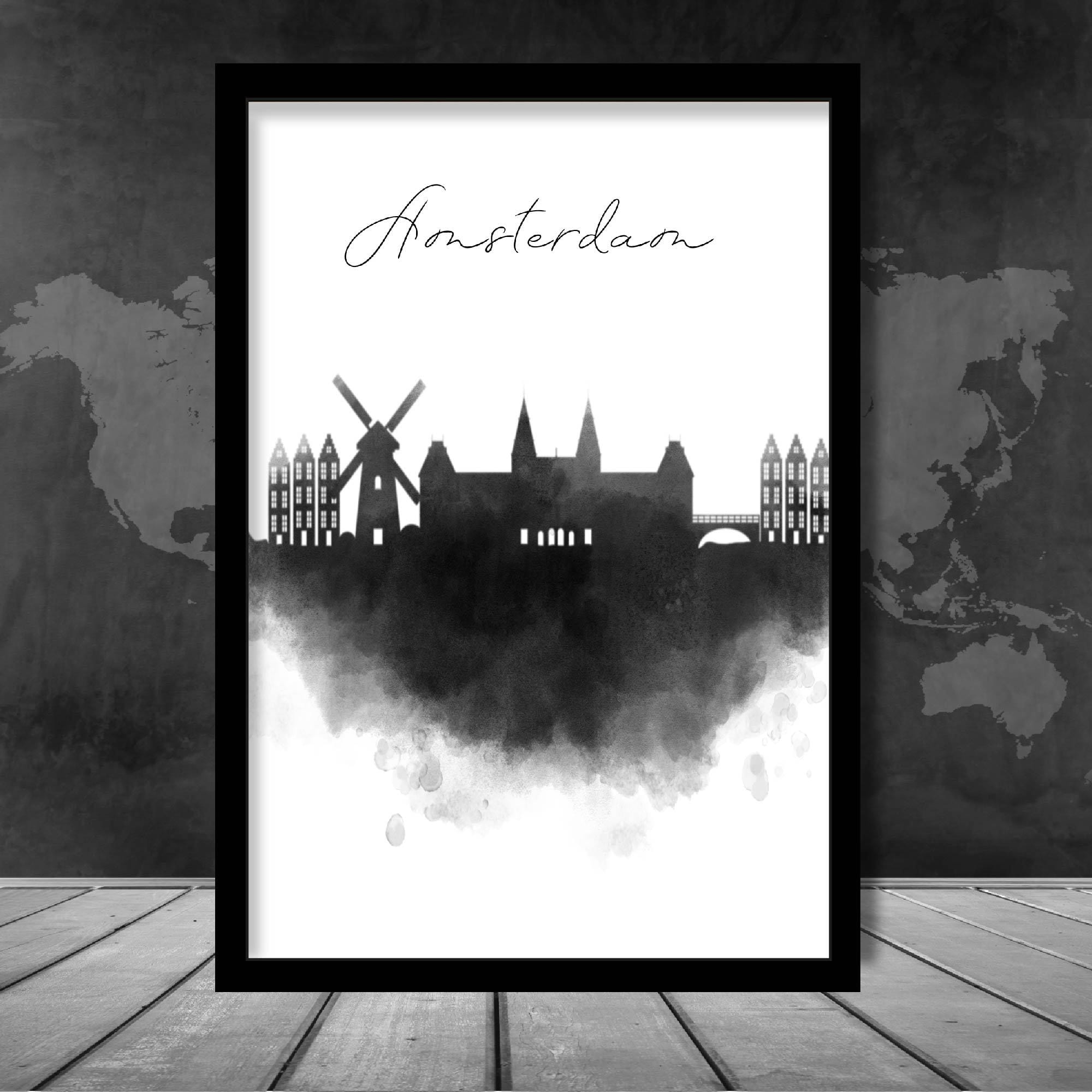 Amsterdam Watercolour Skyline Cityscape Print