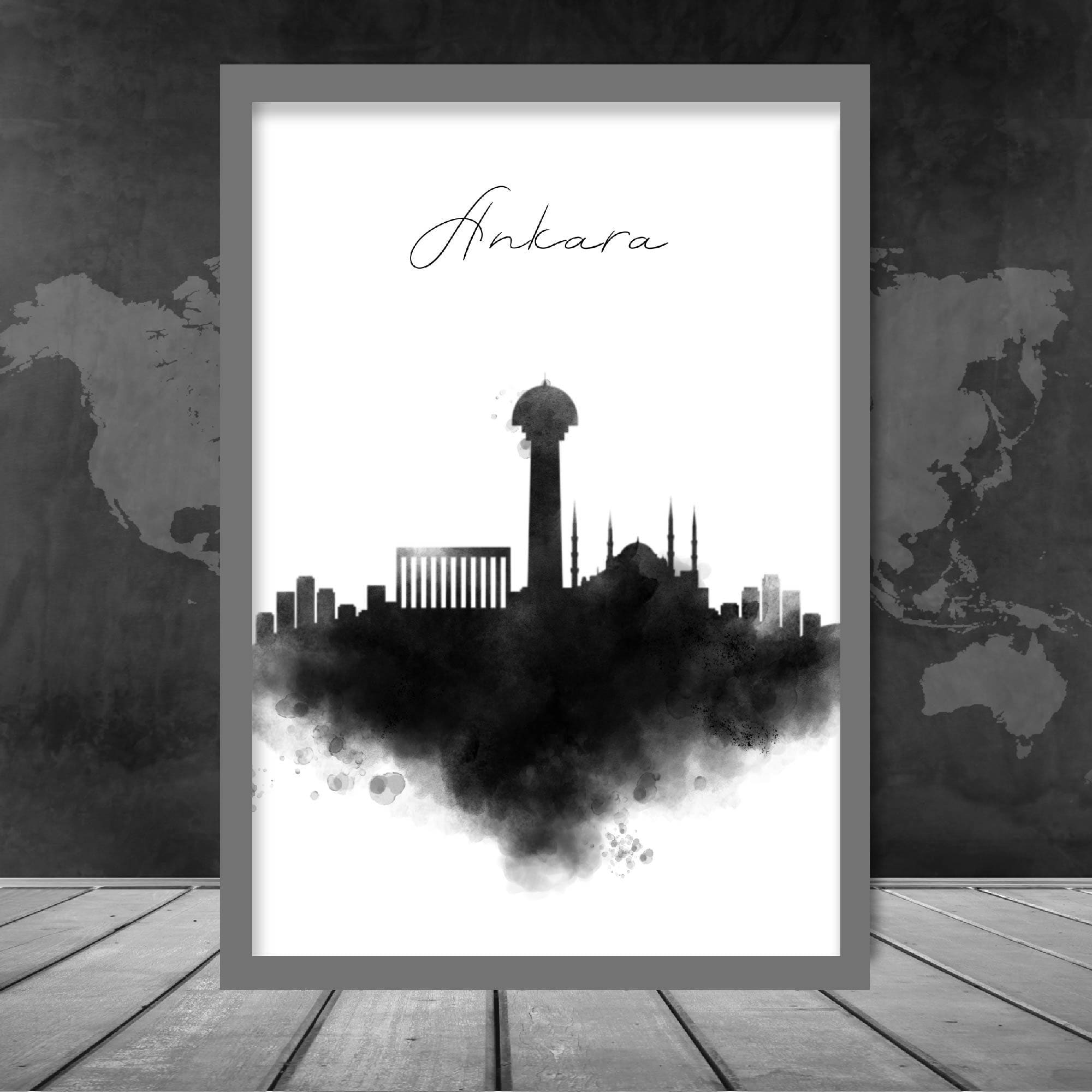 Ankara Watercolour Skyline Cityscape Print