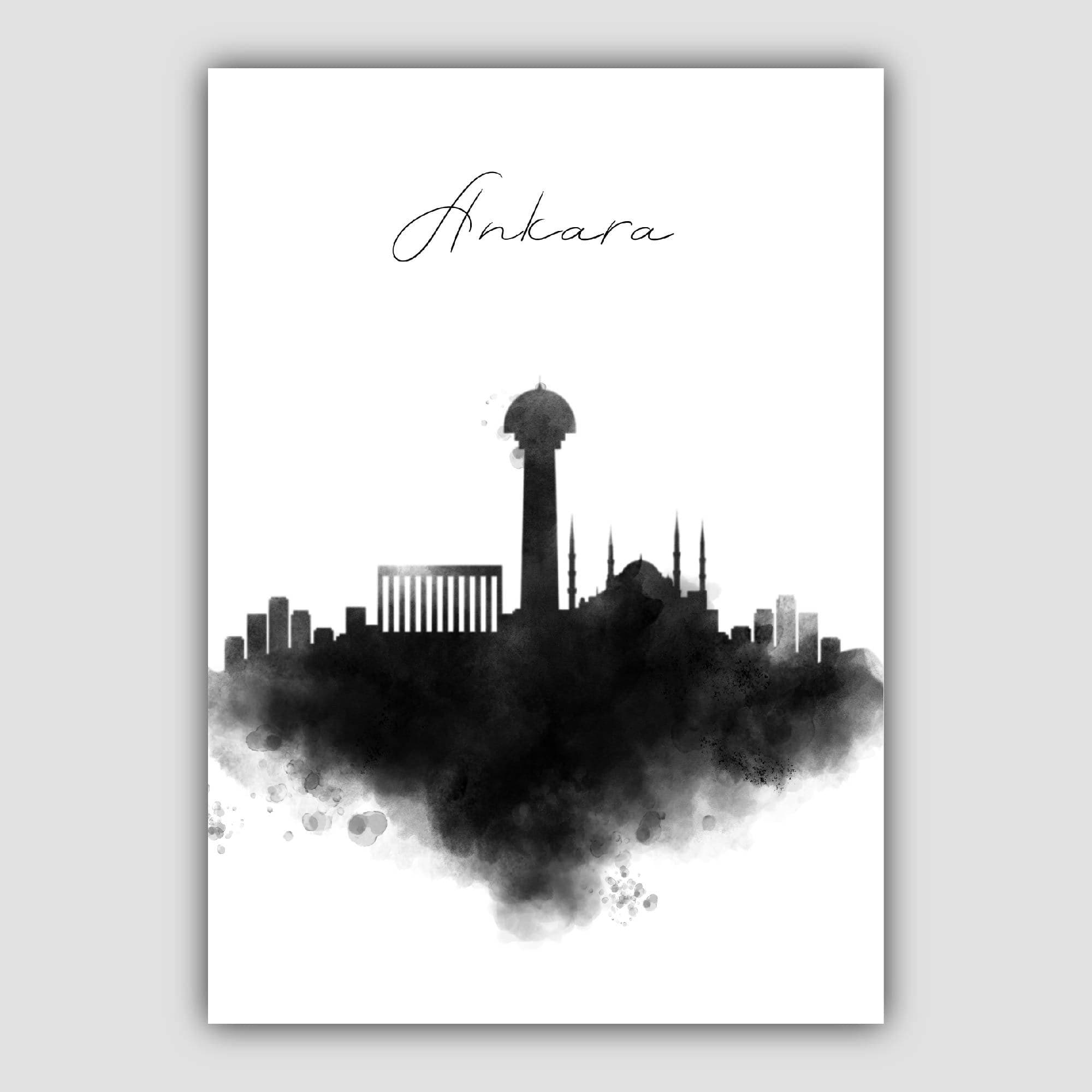Ankara Watercolour Skyline Cityscape Print