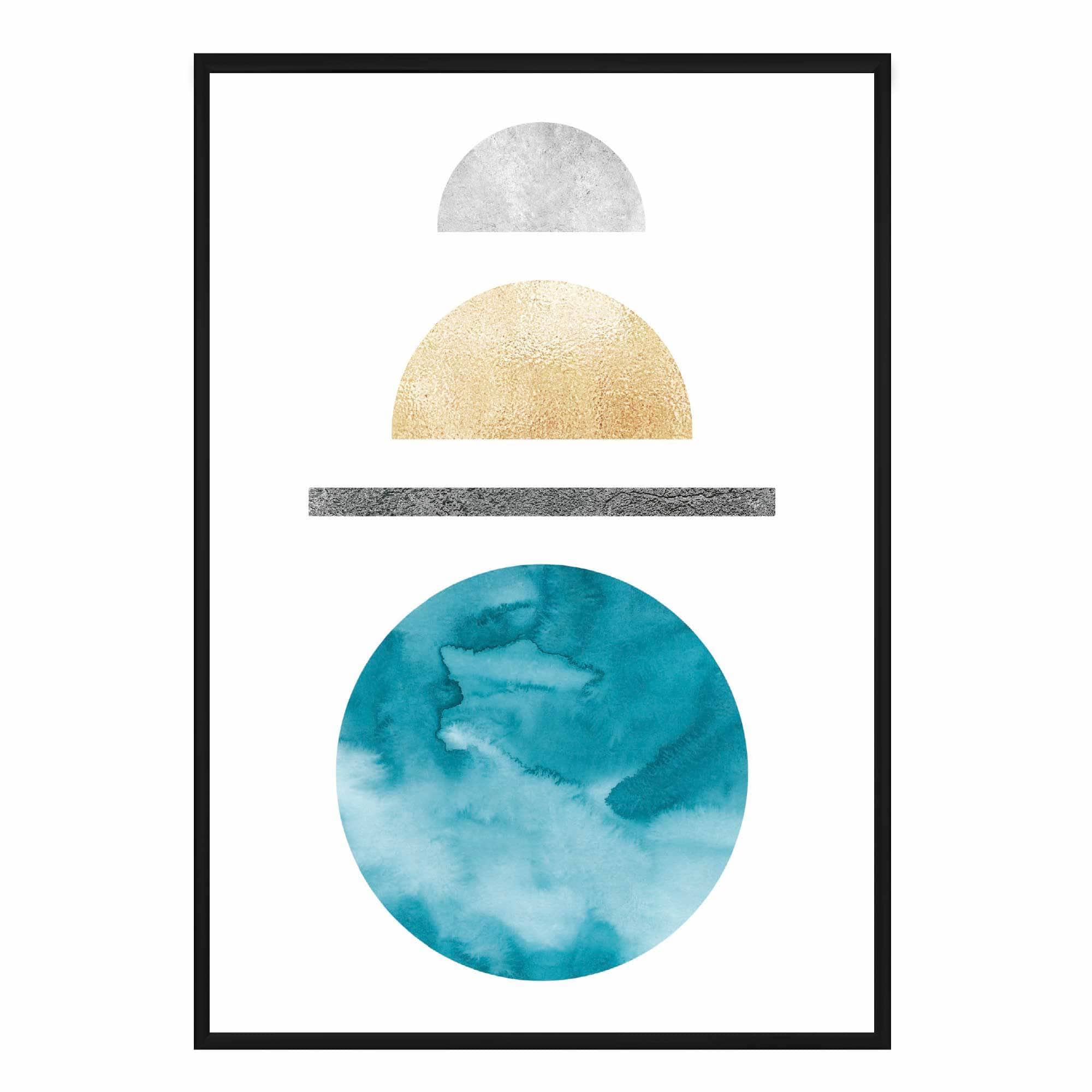 Geometric Abstract Aqua and Gold No1
