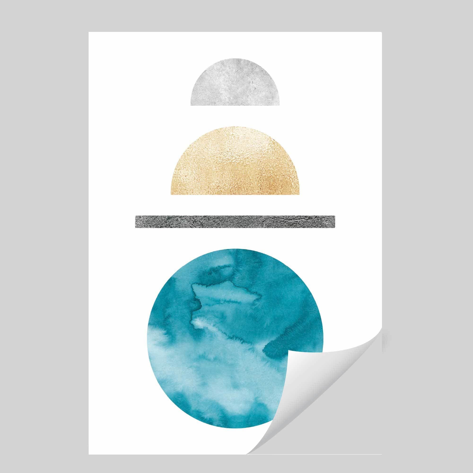 Geometric Abstract Aqua and Gold No1