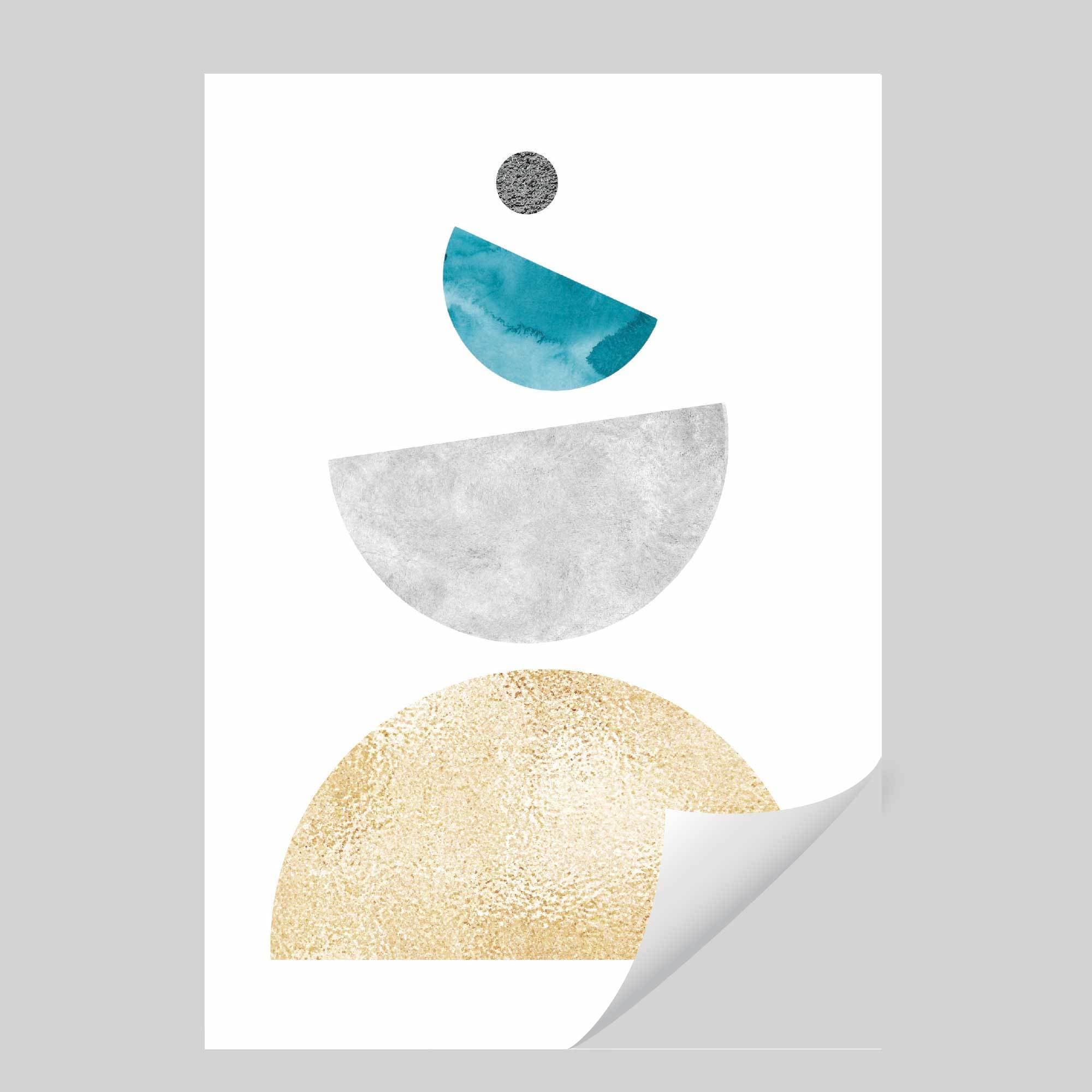 Geometric Abstract Aqua and Gold No 3
