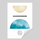 Geometric Abstract Aqua and Gold No 4