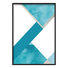 GEOMETRIC Aqua Blue and Gold Art Print Abstract Circles 03