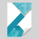 GEOMETRIC Aqua Blue and Gold Art Print Abstract Circles 03