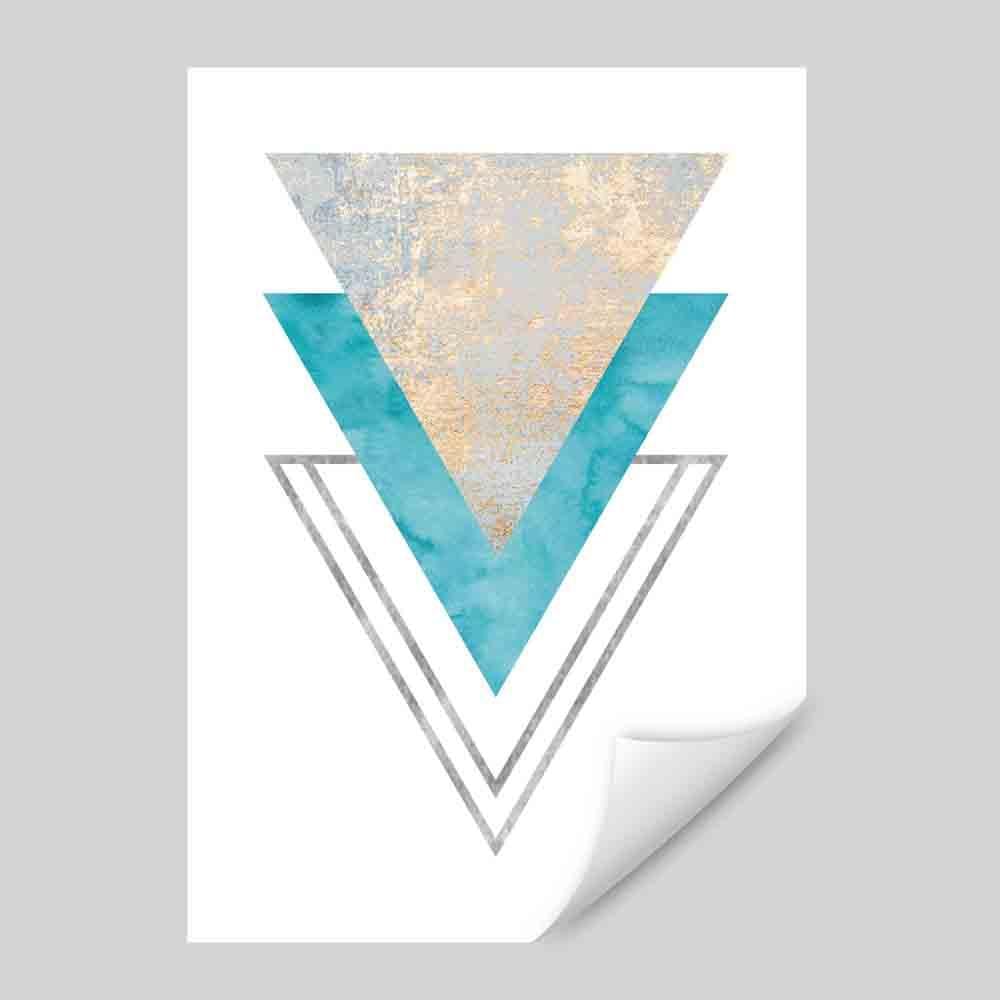 GEOMETRIC Aqua Blue and Gold Art Print Abstract Textured Pattern 02