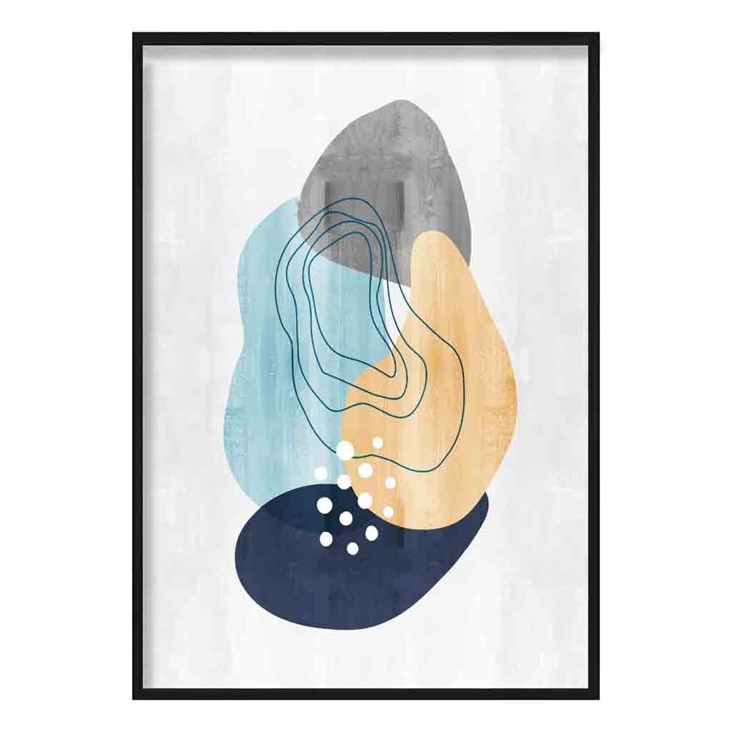 Abstract Navy Grey Yellow Art Print 01
