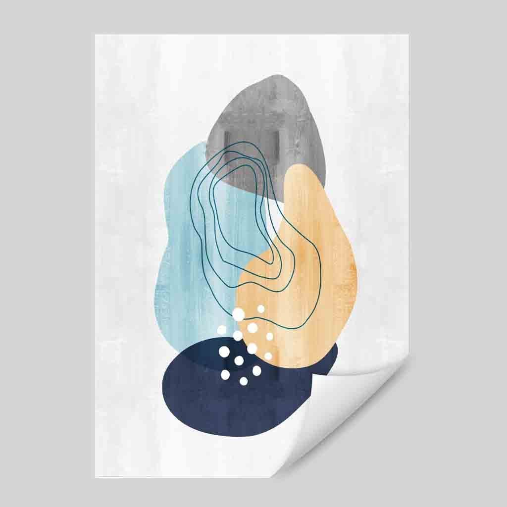 Abstract Navy Grey Yellow Art Print 01