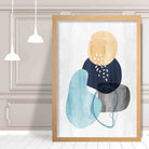 Abstract Navy Grey Yellow Art Print 02