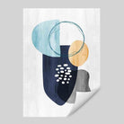 Abstract Navy Grey Yellow Art Print 03