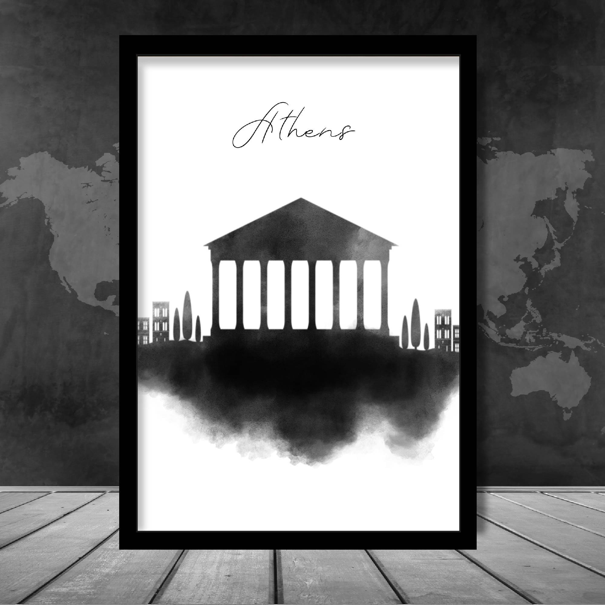Athens Watercolour Skyline Cityscape Print