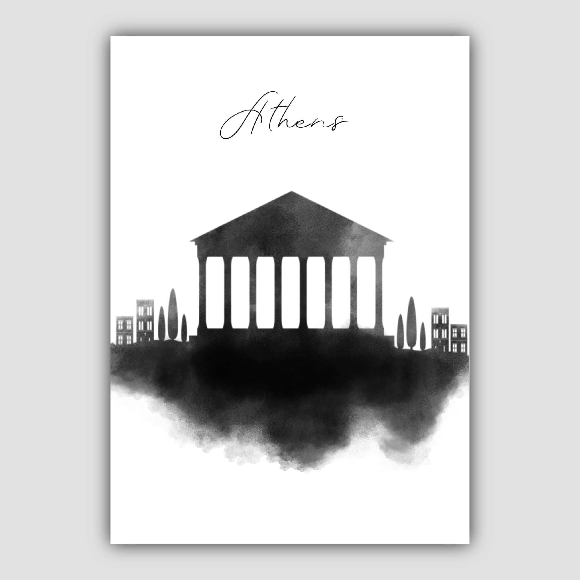 Athens Watercolour Skyline Cityscape Print