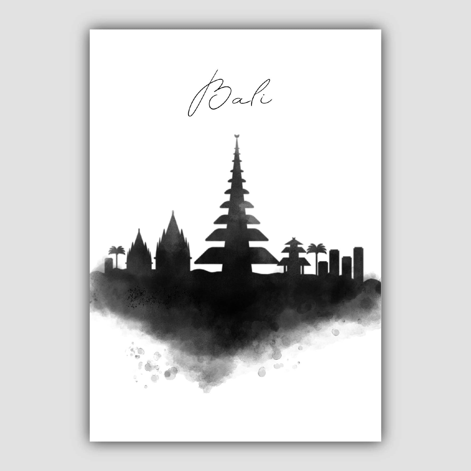 Bali Watercolour Skyline Cityscape Print