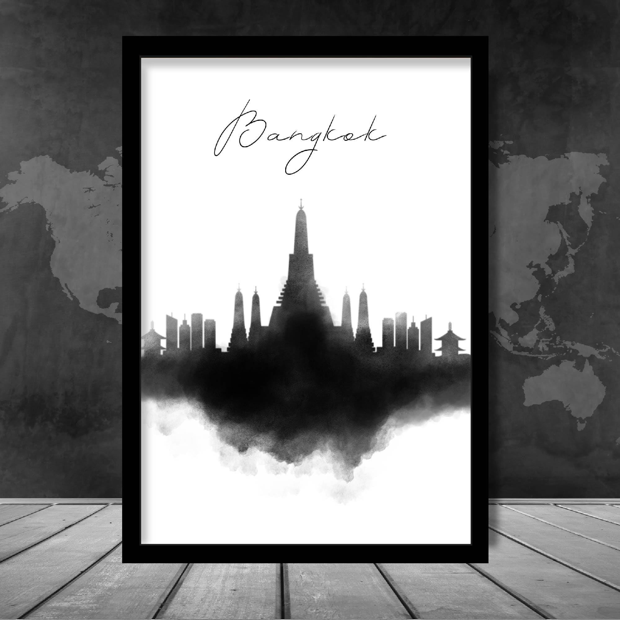 Bangkok Watercolour Skyline Cityscape Print
