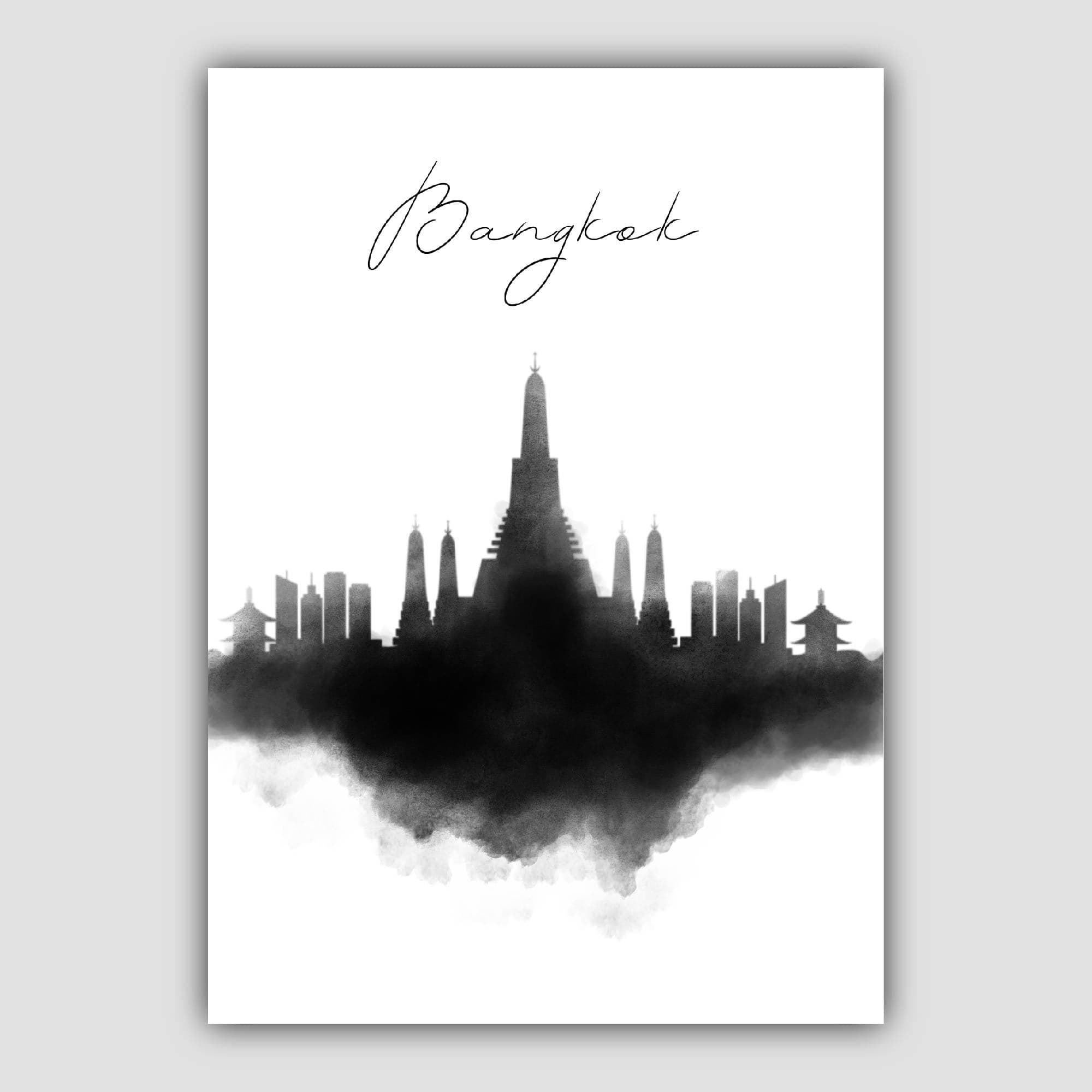 Bangkok Watercolour Skyline Cityscape Print