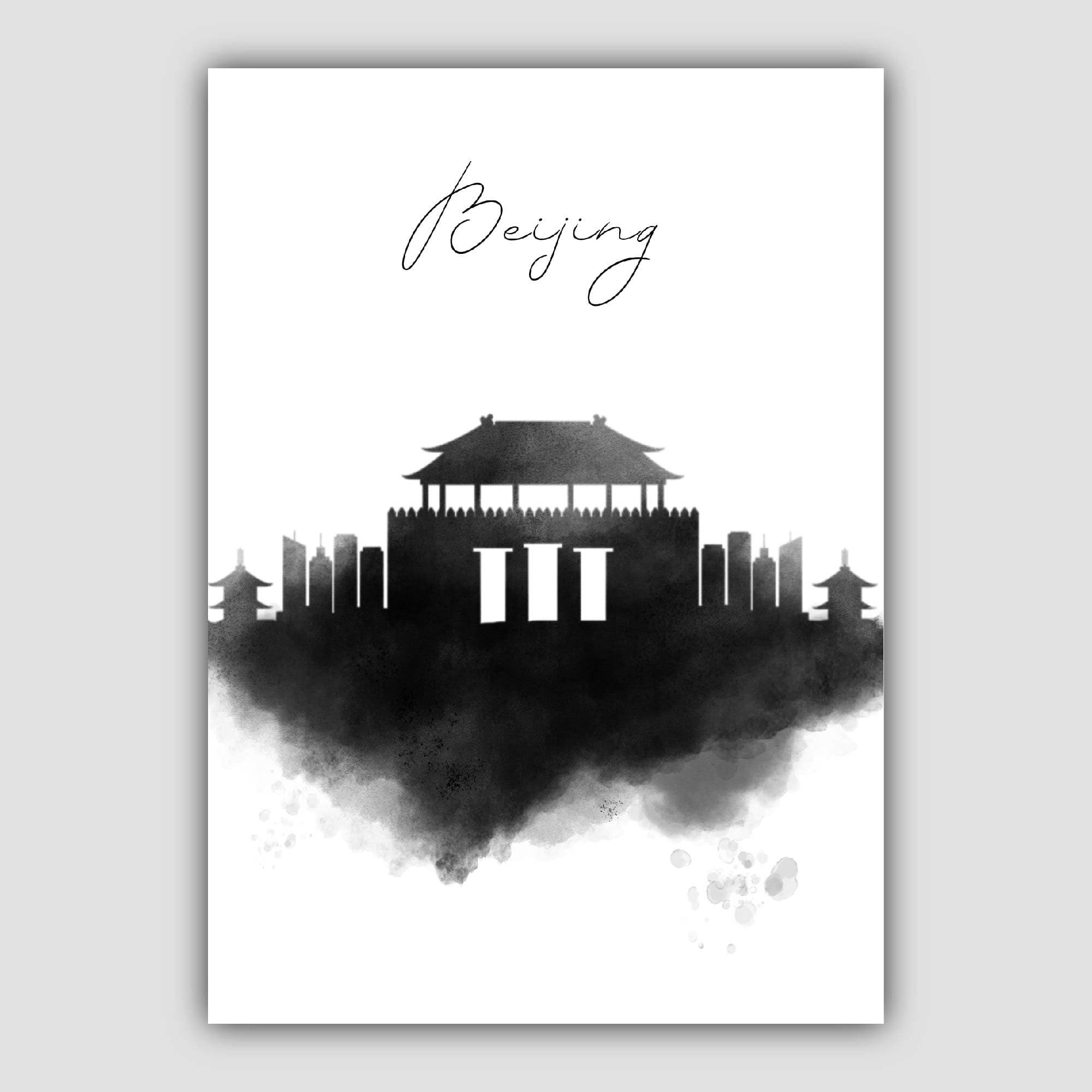 Beijing Watercolour Skyline Cityscape Print