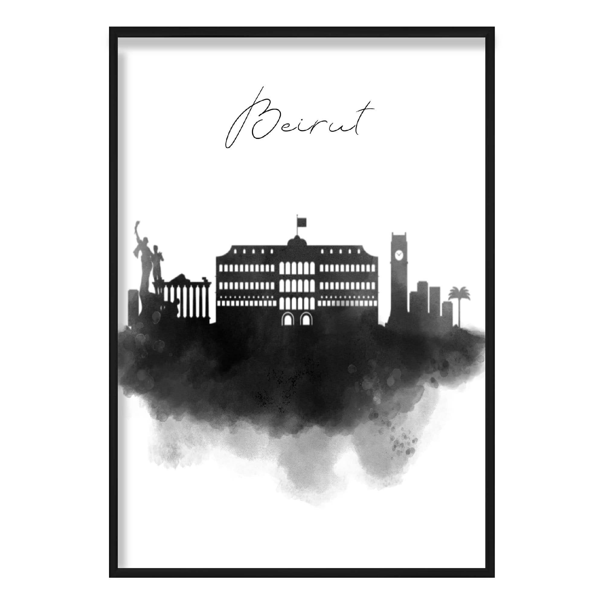 Beirut Watercolour Skyline Cityscape Print