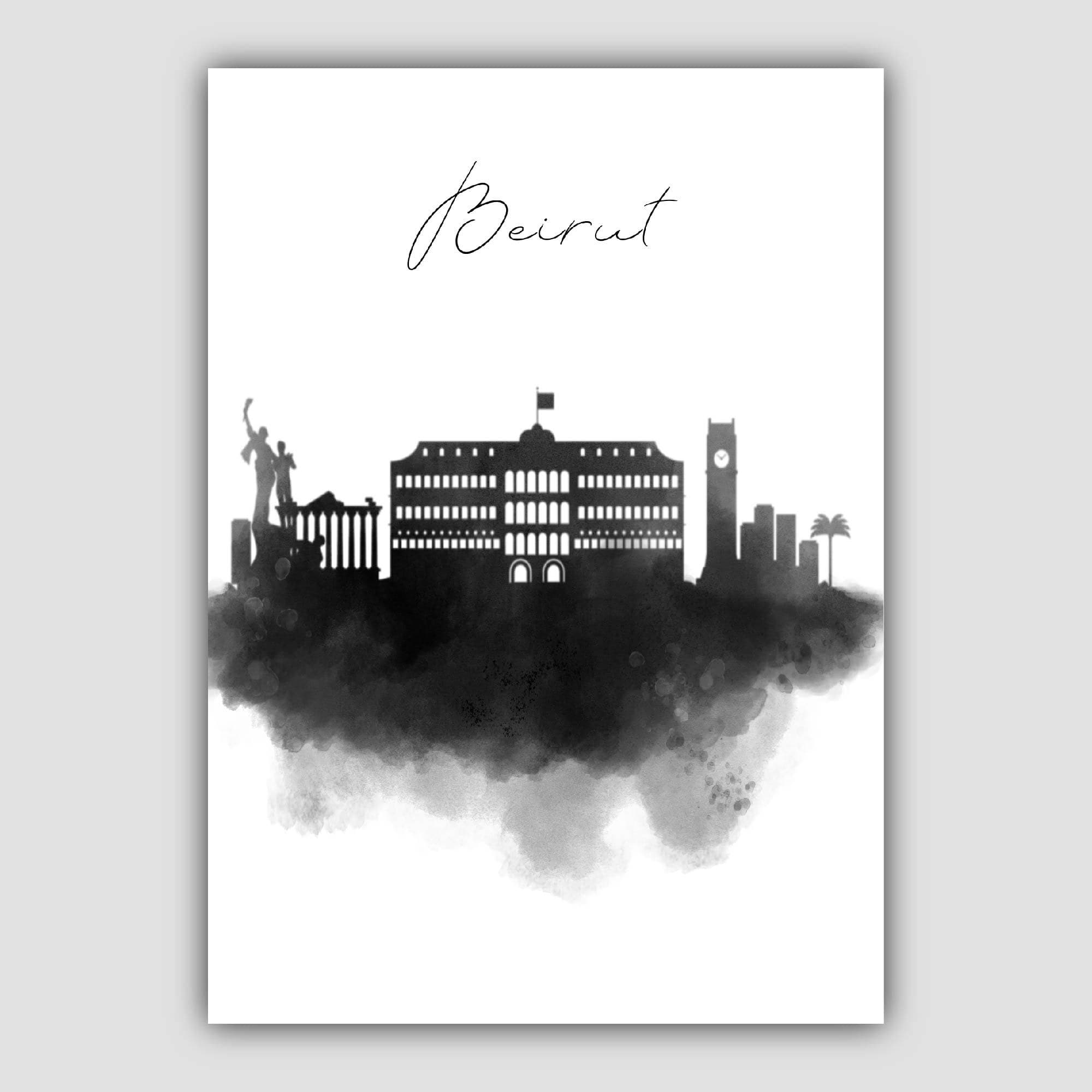 Beirut Watercolour Skyline Cityscape Print