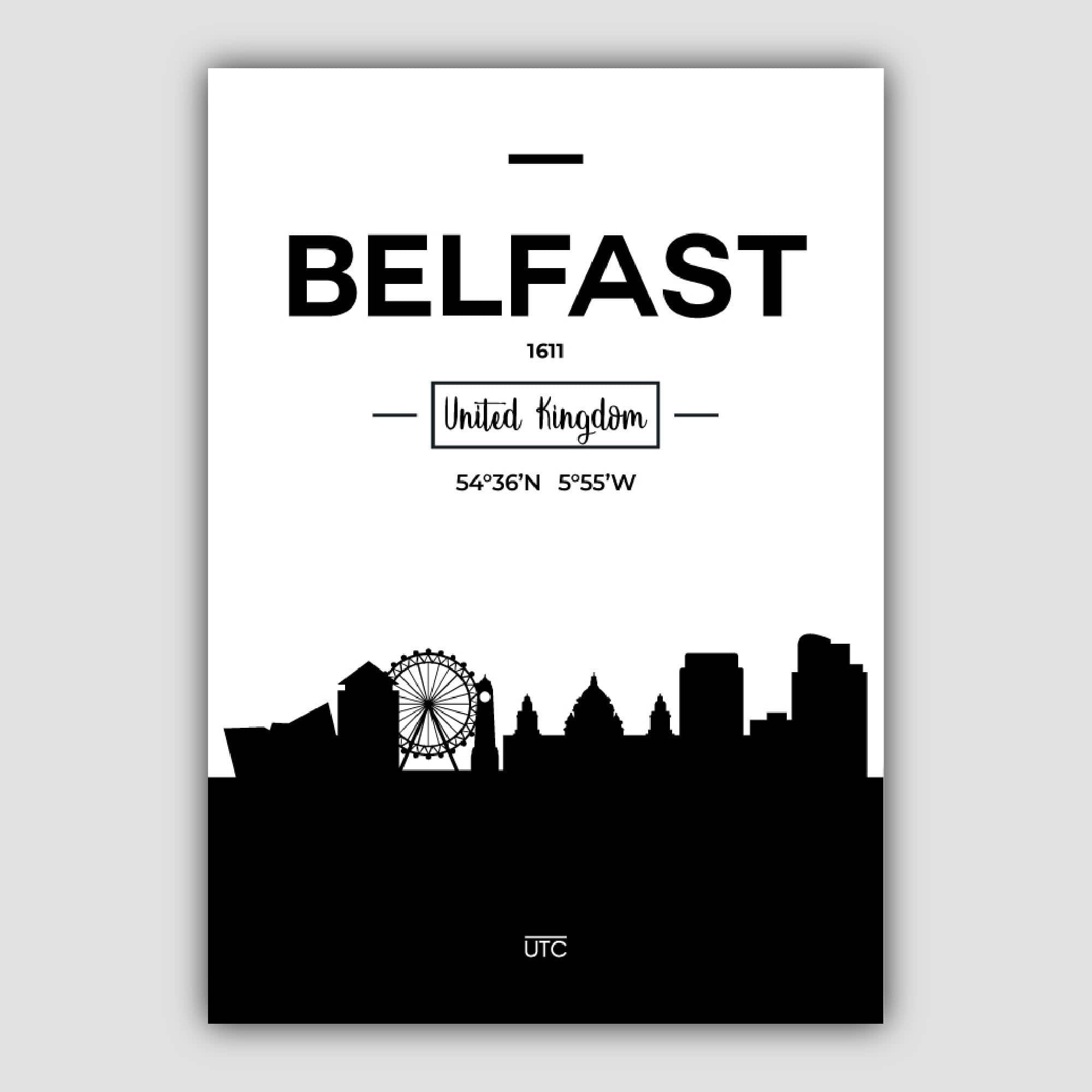 Belfast UK Skyline Cityscape Print